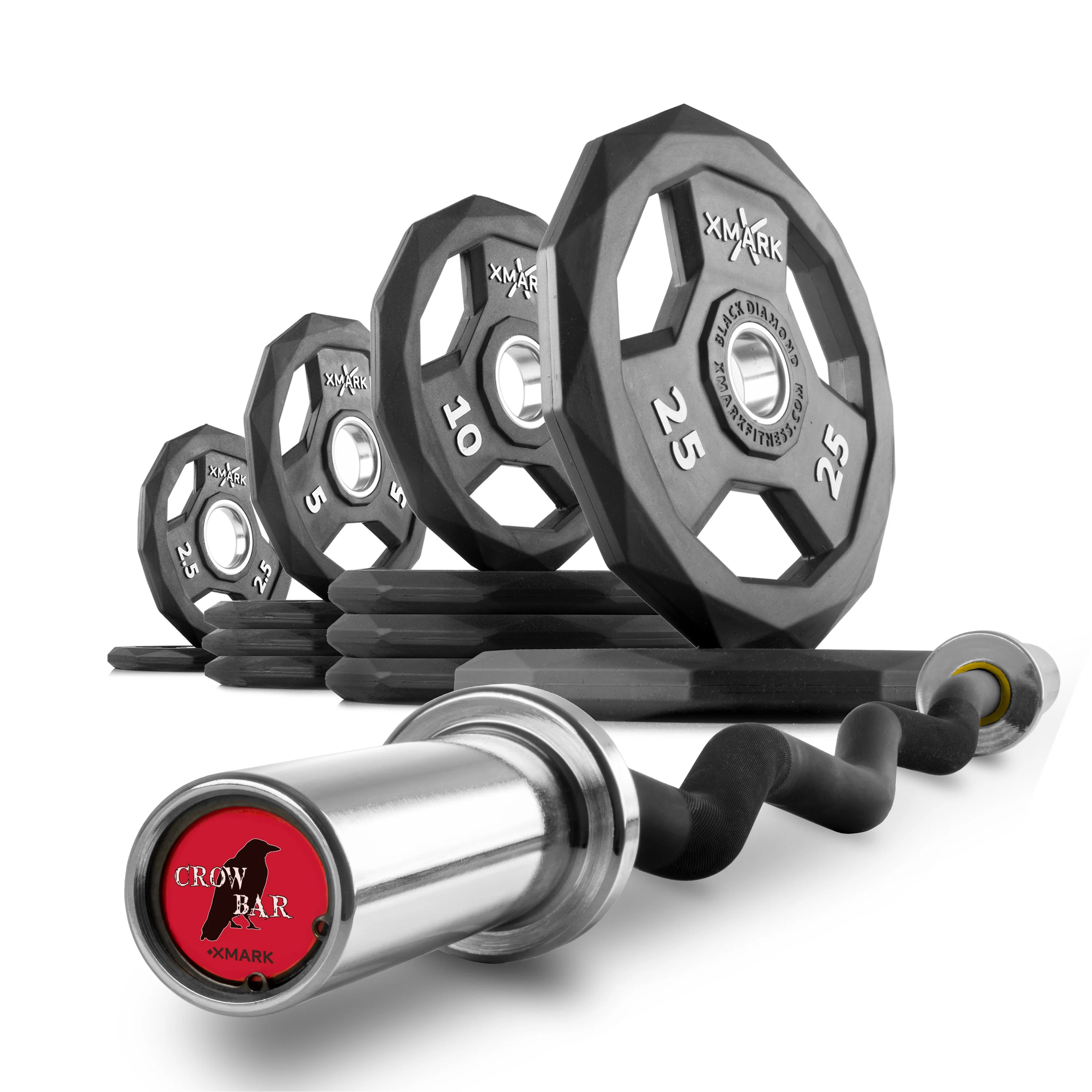 Black Diamond® Olympic Weight Plates and Curl Barbell Sets - Image 3