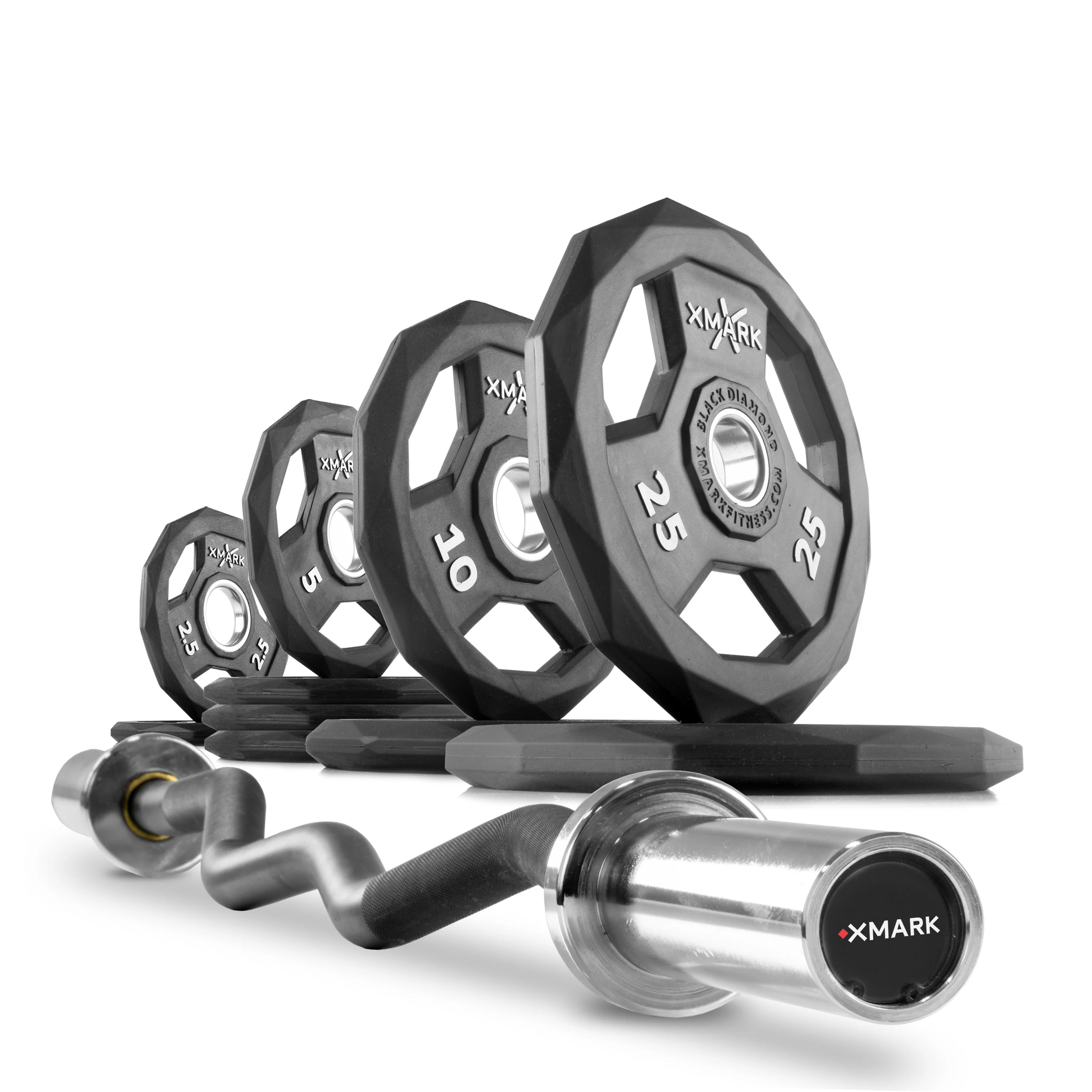 Black Diamond® Olympic Weight Plates and Curl Barbell Sets - Image 6