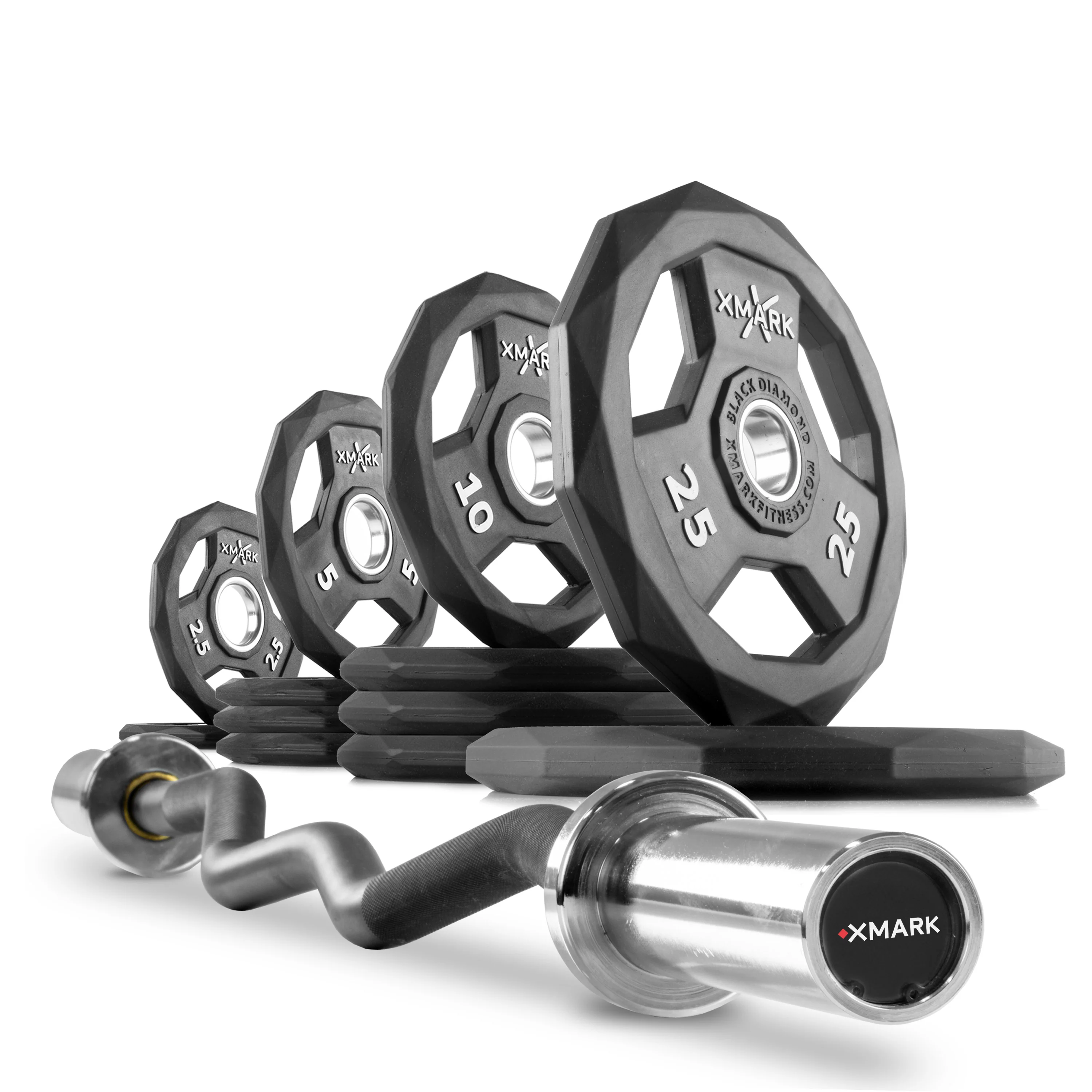 Black Diamond® Olympic Weight Plates and Curl Barbell Sets - Image 7