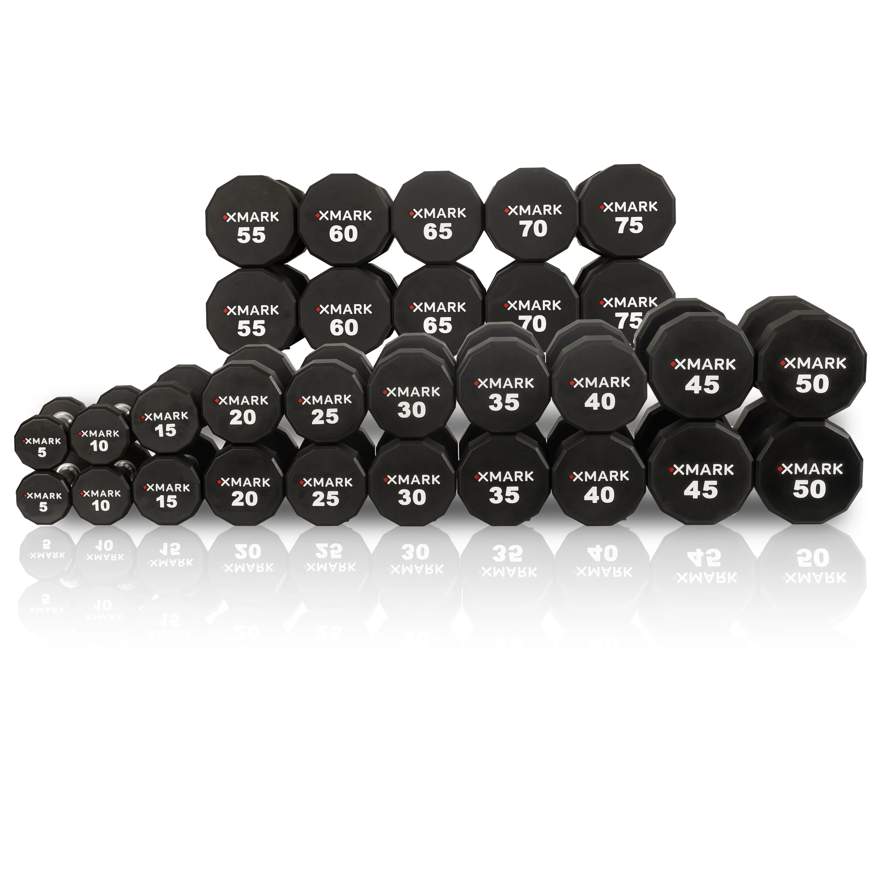 12-Sided Commercial Urethane Dumbbells (5-50 lb and 5-75 lb Sets) - Image 6