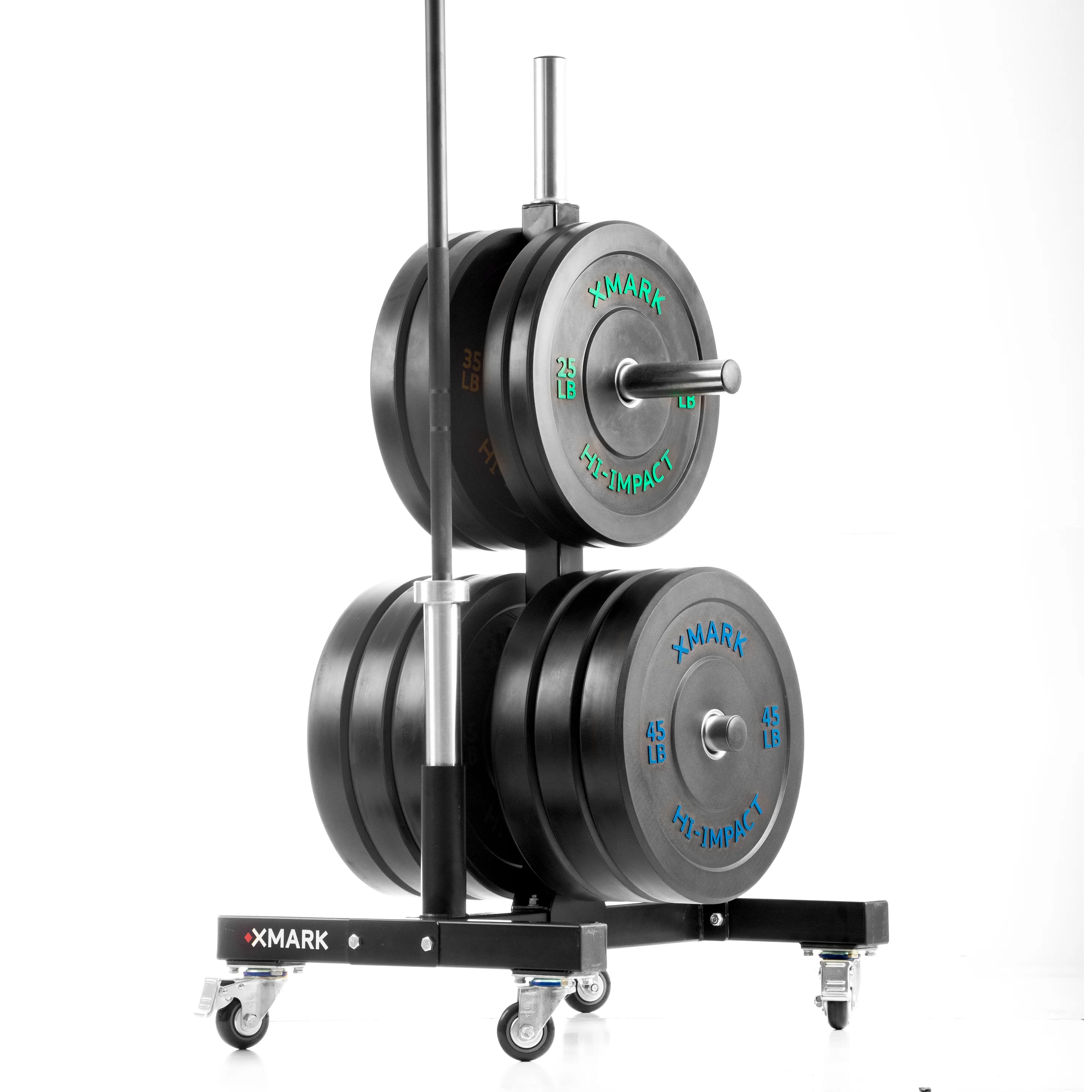 Commercial Bumper Plate Tree on Castors with Dual Bar Holders - Image 6