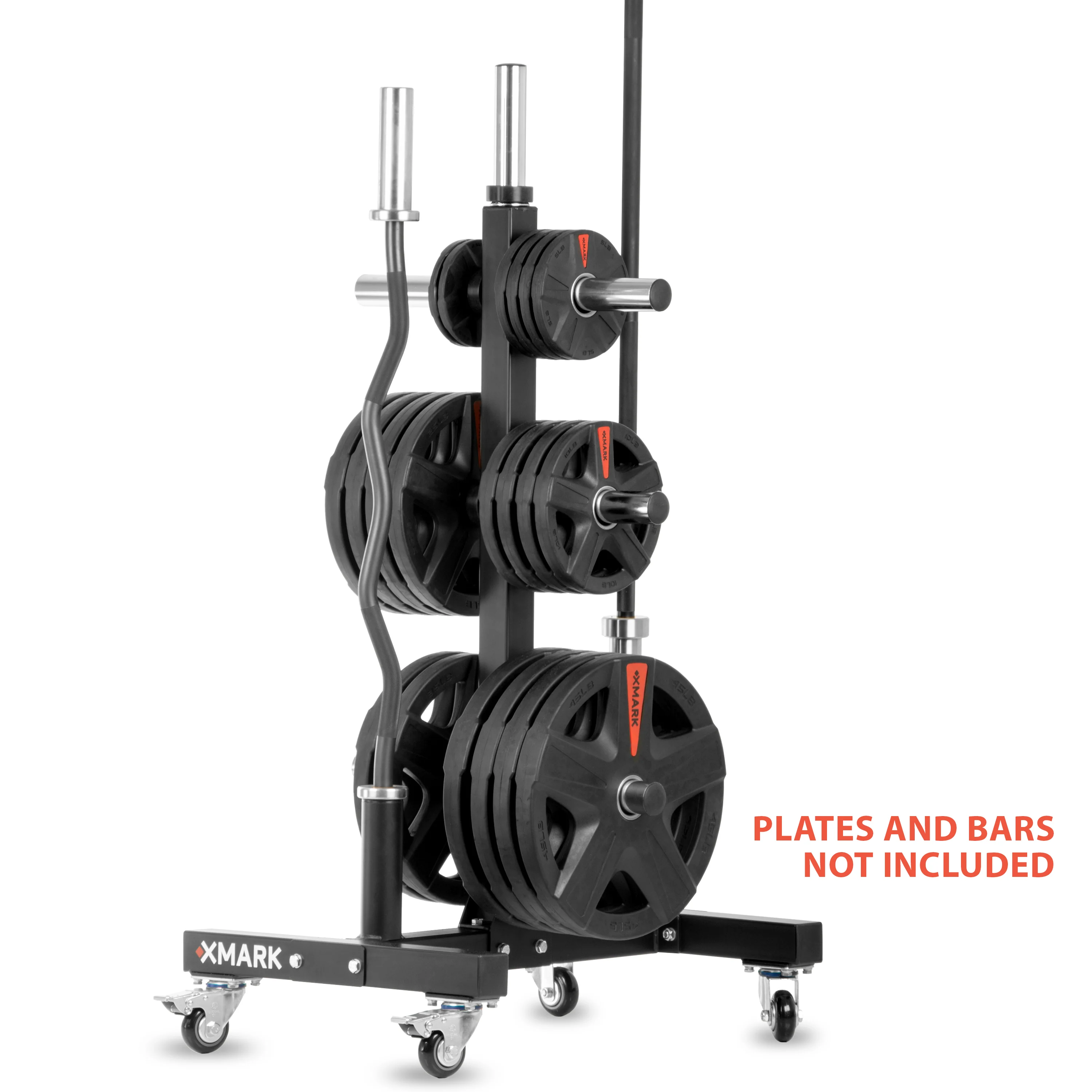 Commercial Olympic Weight Plate Tree on Castors with Dual Bar Holders - Image 5