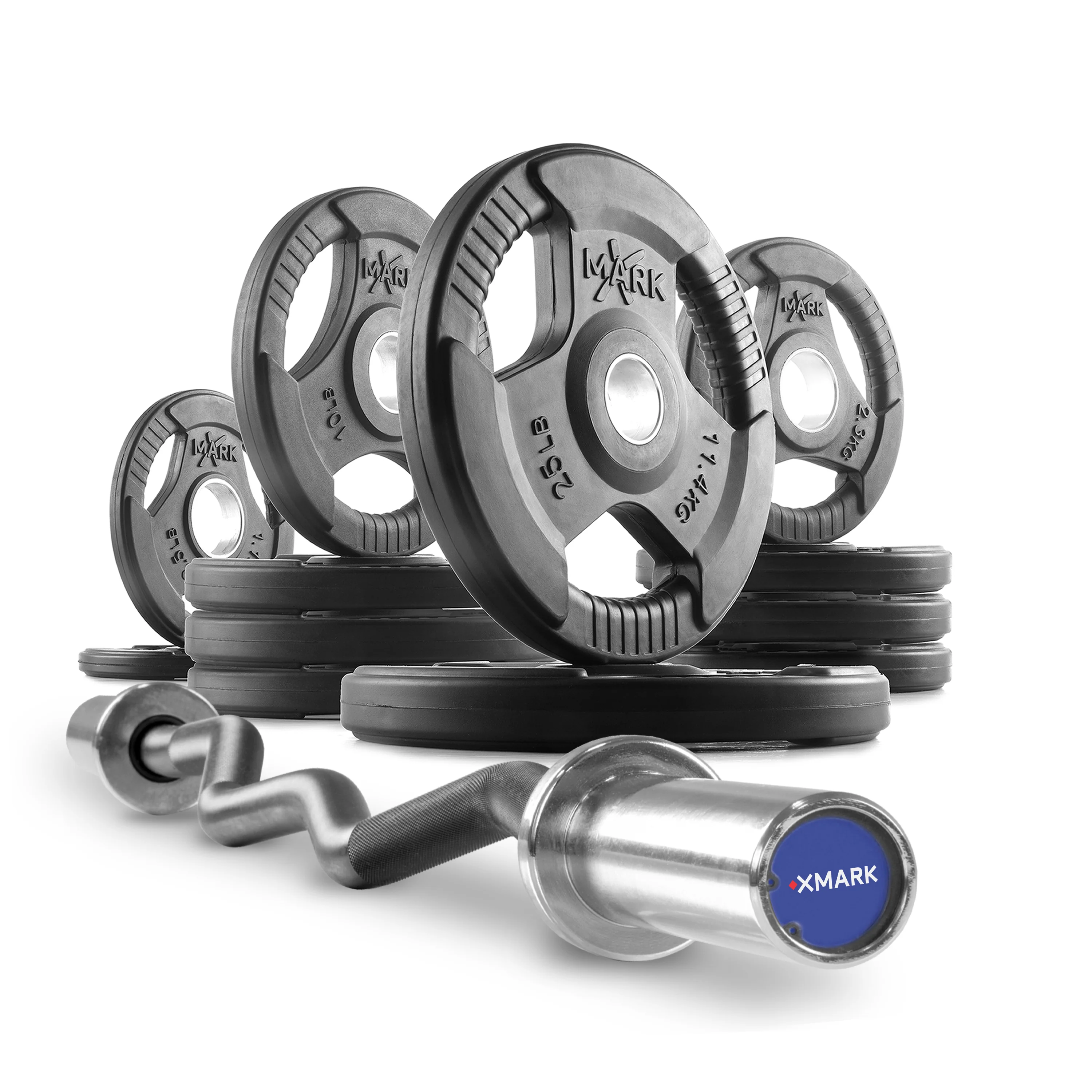 Tri-Grip Olympic Weight Plates and Curl Barbell Sets - Image 3