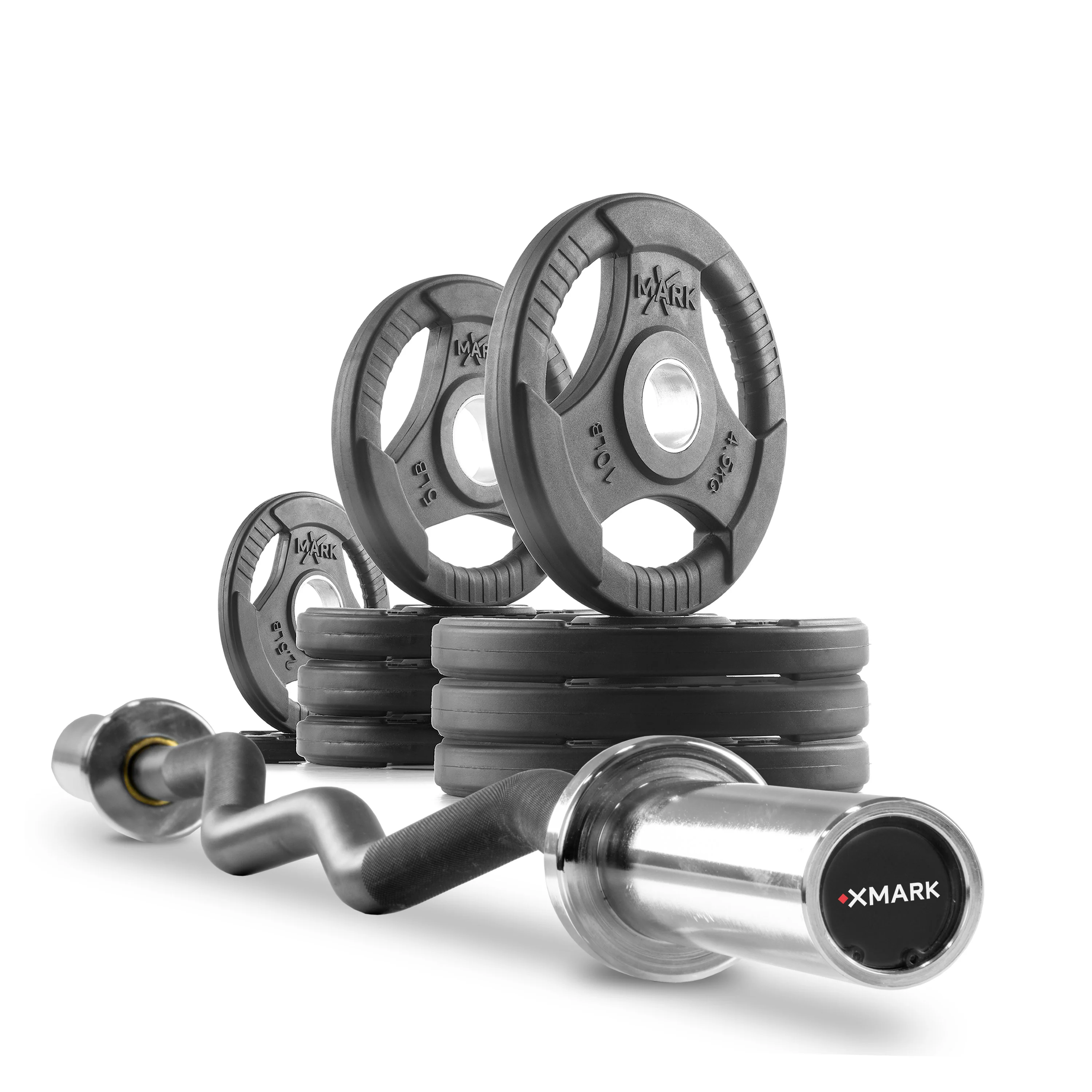 Tri-Grip Olympic Weight Plates and Curl Barbell Sets - Image 4
