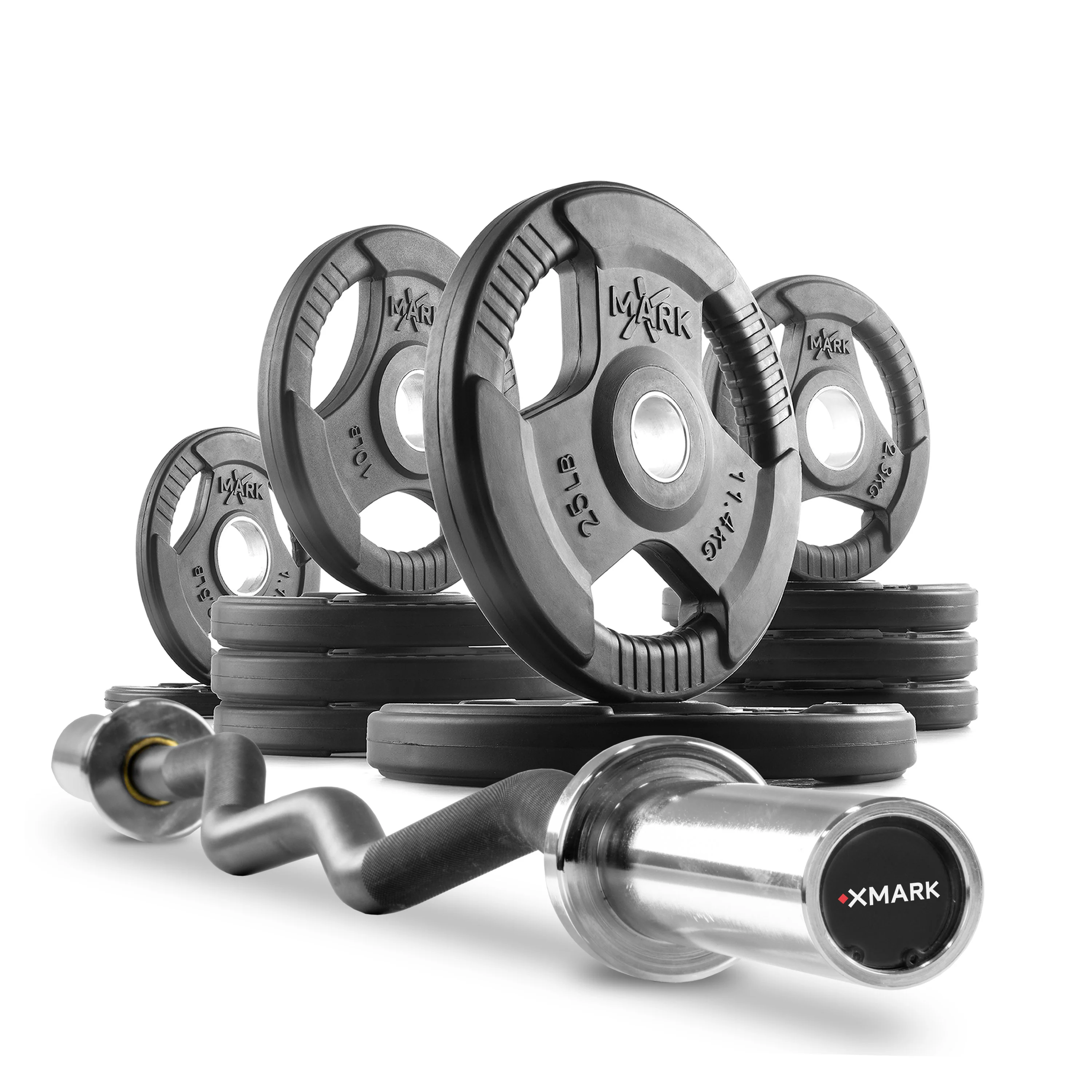 Tri-Grip Olympic Weight Plates and Curl Barbell Sets - Image 6